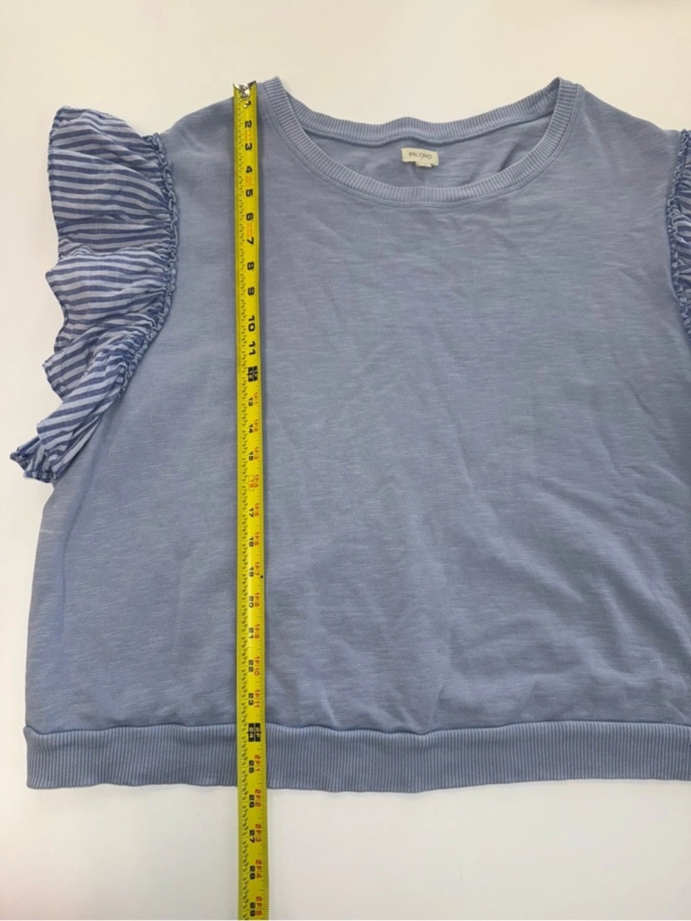 Anthropologie Pilcro Chambray Flutter-Sleeve Sweatshirt Tee 2X 100% Cotton - Picture 5 of 7